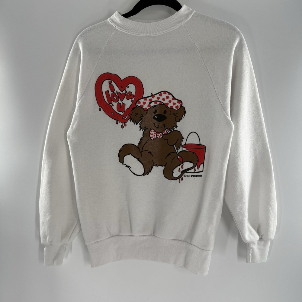 Sportspirit Women's I Love You Heart Crewneck Sweatshirt Miller Size Medium 1989